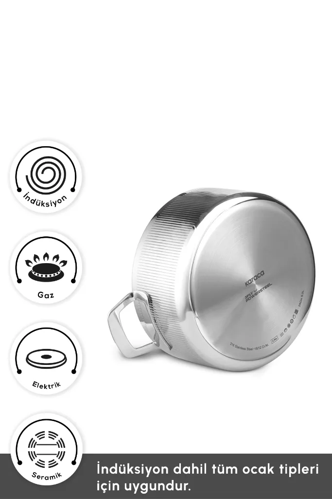 Power Steel 316+ 3Ply Apollo İndüksiyon Tabanlı 8 Parça Çelik Tencere Seti