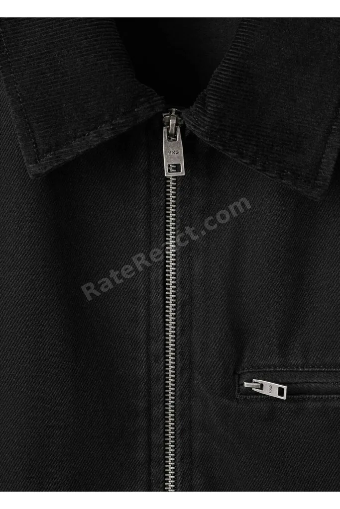 Fitilli kadife yakalı denim ceket