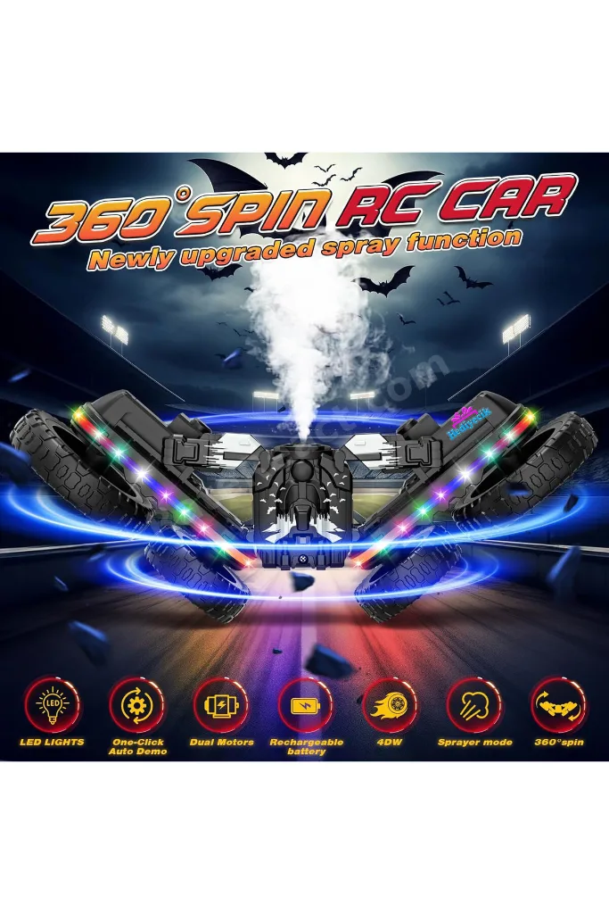 Rc 4WD Stunt 360 Derece Dönen Şarjlı Uzaktan Kumandalı Akrobatik Araba Full Fonksiyon
