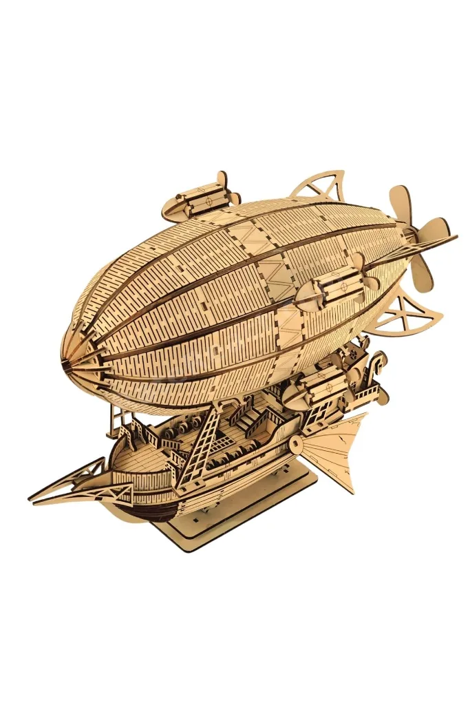 Steampunk Zeplin Minyatür Ahşap Maket 3D Puzzle DIY Kendin Yap Hobi Koleksiyon Seti