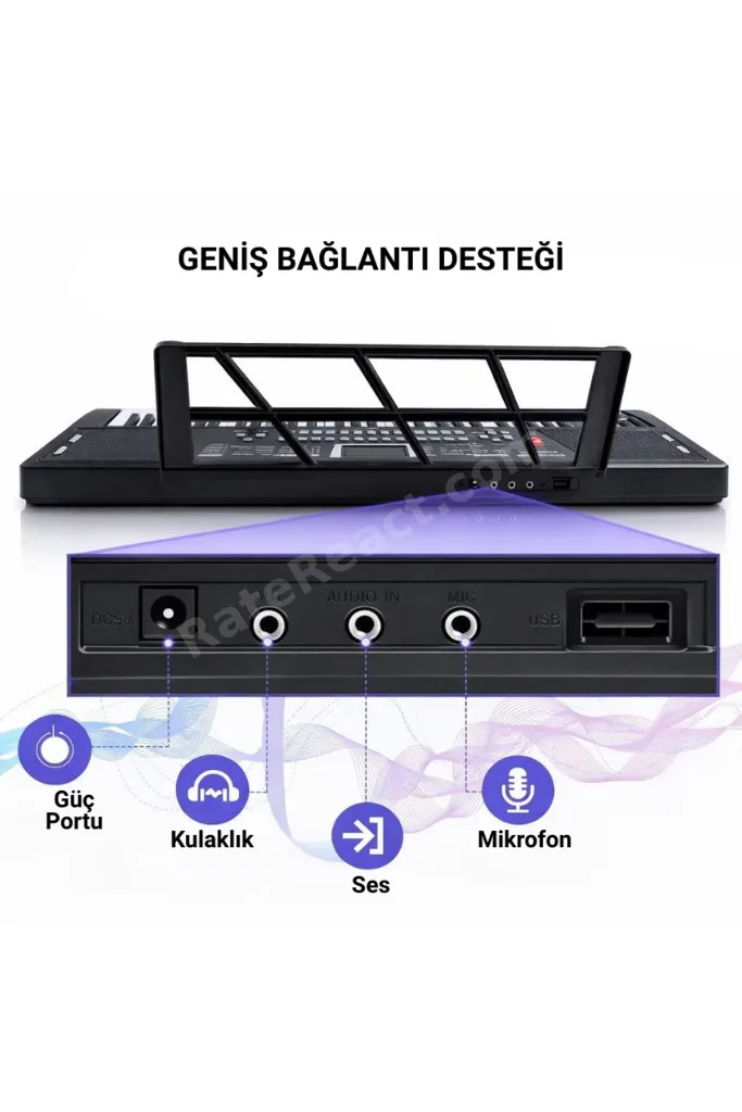 Çocuk Başlangıç Piyanosu Stantlı Dijital Org Kayıt Mikrofonlu Klavye 61 Tuşlu Elektronik