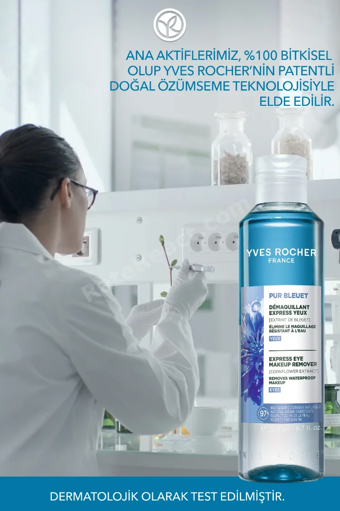 Tüm Ciltler, Çift Fazlı/Yoğun Makyaja Özel, Rahatlatıcı Göz Makyaj Temizleyici-Pur Bleuet-200ml
