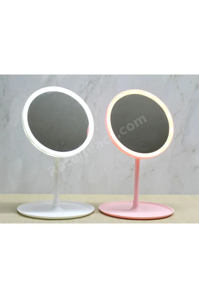 Yuvarlak LED Işıklı Makyaj Aynası Masaüstü Dokunmatik 30x18 cm