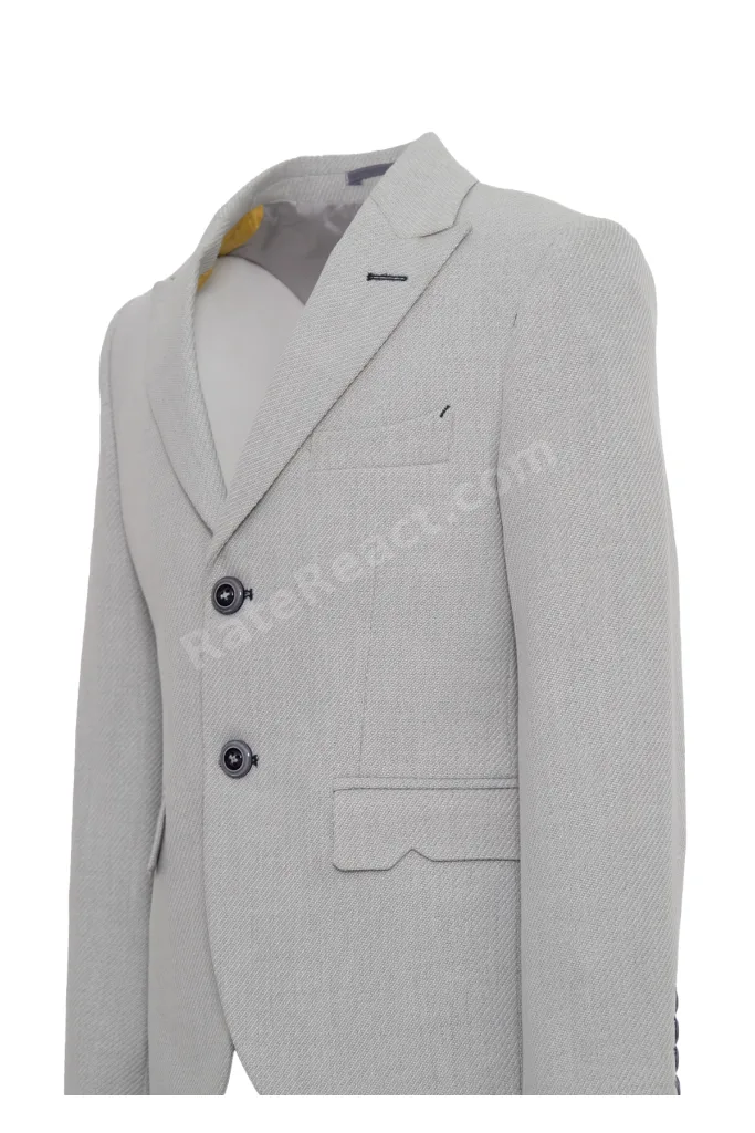 Erkek Çocuk Açık Gri Çift Düğme Spor Blazer Ceket