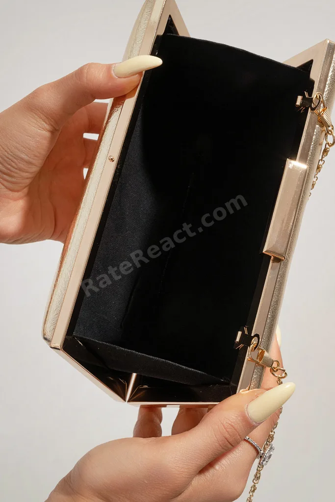 Kadın Abiye Gece Çantası Zincirli Portföy Clutch Düğün Nişan Çantası Doris Altın