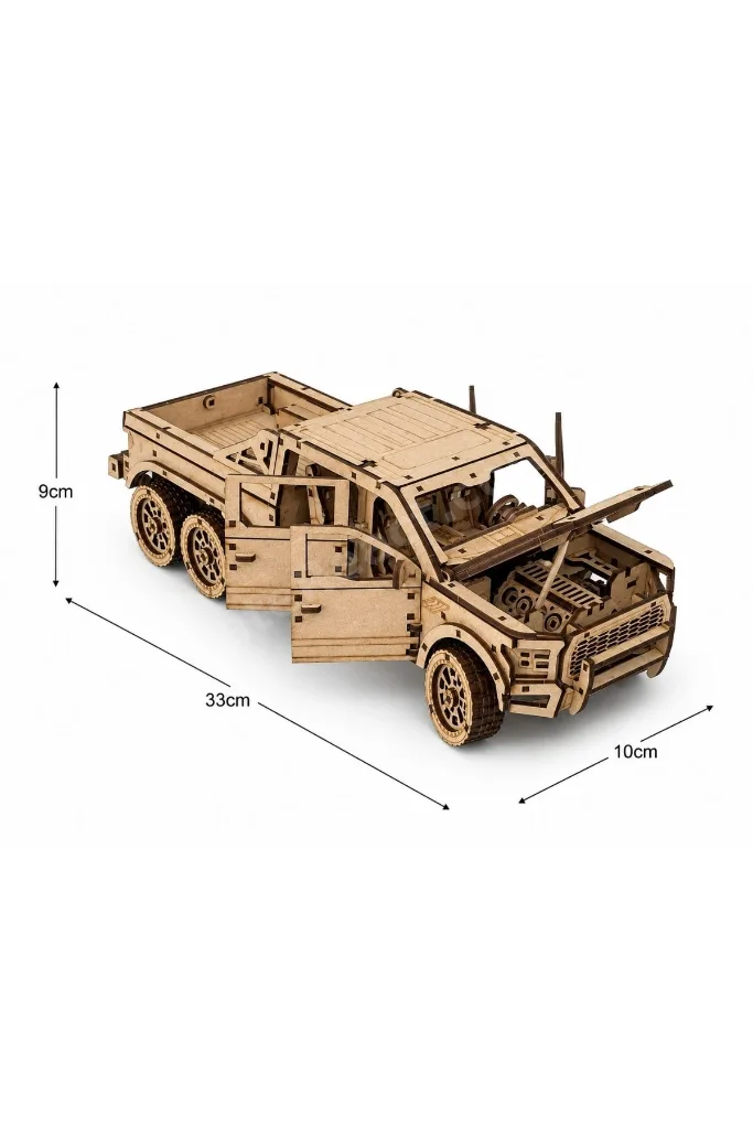 6x6 Arazi Aracı Minyatür Ahşap Maket | 3D Puzzle DIY Kendin Yap | 531 Parça Hobi Seti