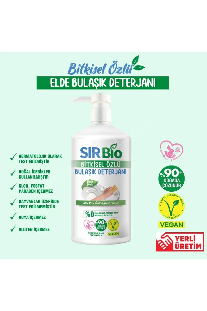 Bitkisel Özlü Elde Bulaşık Deterjanı 1000 ml Pompalı Şişe (1000 ML X 2 ADET)