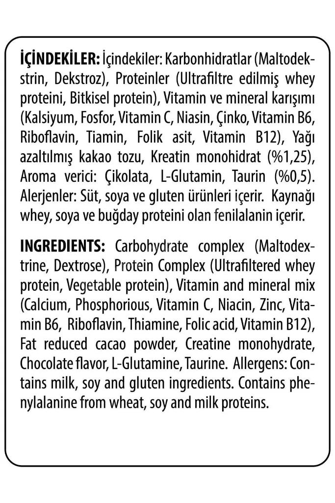 Progainer 17 şase (tek kullanımlık 100 gr) karbonhidrat