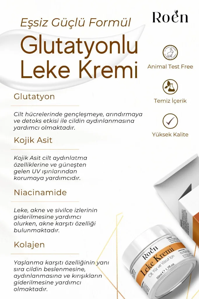 Cilt Beyazlatıcı, Leke Kremi, Kararma, Akne, Güneş Lekeleri, Glutatyonlu Beyazlatıcı Leke Krem 50ml