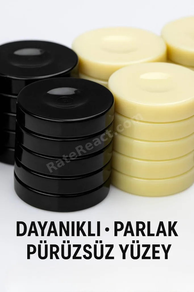 Akrilik Tavla Taşı Seti – 30 Adet Parlak, Dayanıklı ve Standart Ölçü Siyah Beyaz Pul Takımı
