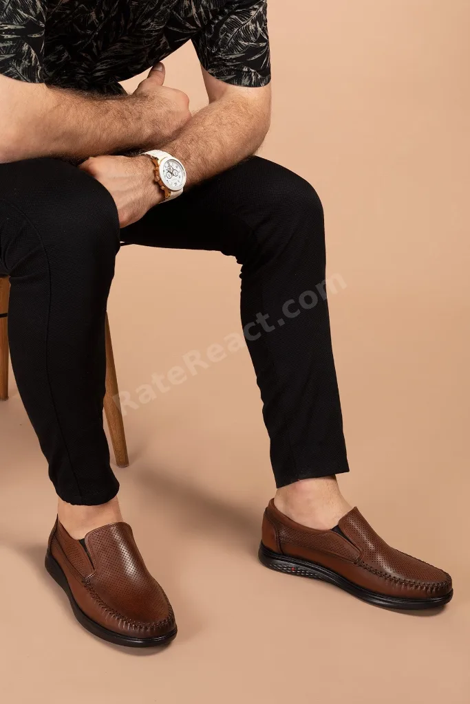 Erkek Hakiki Deri Ortopedik Diyabetik Loafer Hava Siboplu Ayakkabı