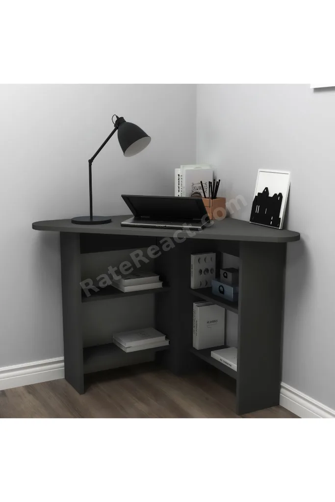 Corner Köşe Çalışma Masası Bilgisayar Masası Yer Kaplamaz Ofis Masası, Antrasit - Corner