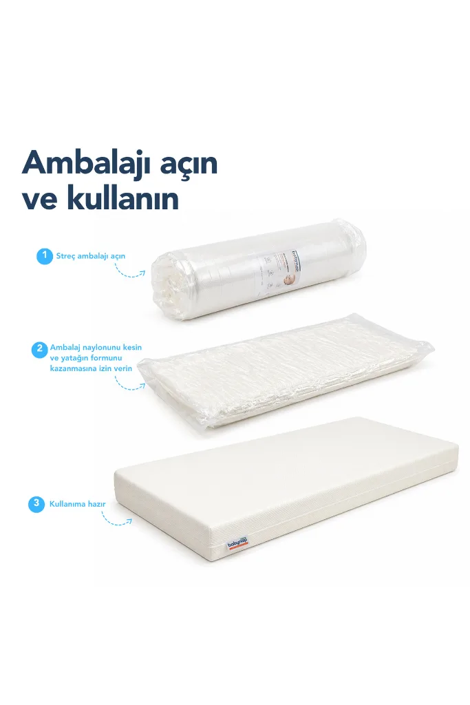 BabyPedic 70x130 Bebek Yatağı, Yıkanabilir Kılıf, İç Koruma, 10 cm