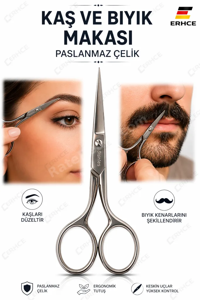 Kaş Makası Bıyık Sakal Makası Unisex Paslanmaz Çelik Makas