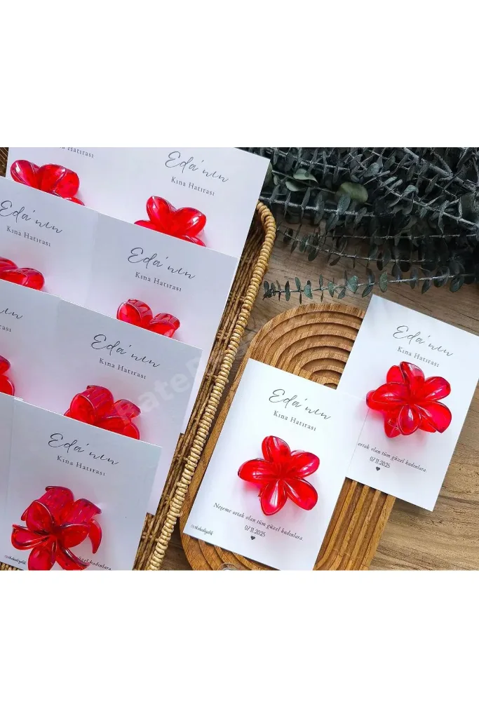Kırmızı Lotus Toka, Kına, Söz, Nişan, Bride To Be, Bekarlığa Veda, Nedime Hediyelik - 10 ADET