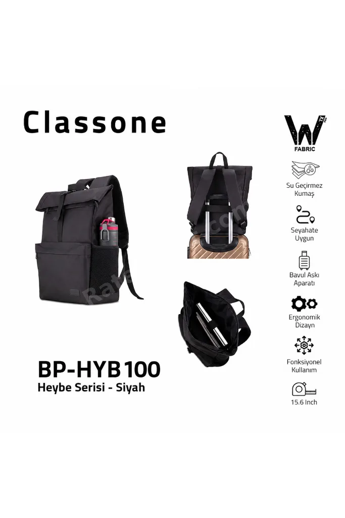 BP-HYB100 Heybe Serisi WTXPro Su geçirmez Kumaş 15.6 inch Uyumlu ,Notebook, Laptop, Macbook Sırt Çantası – Siyah