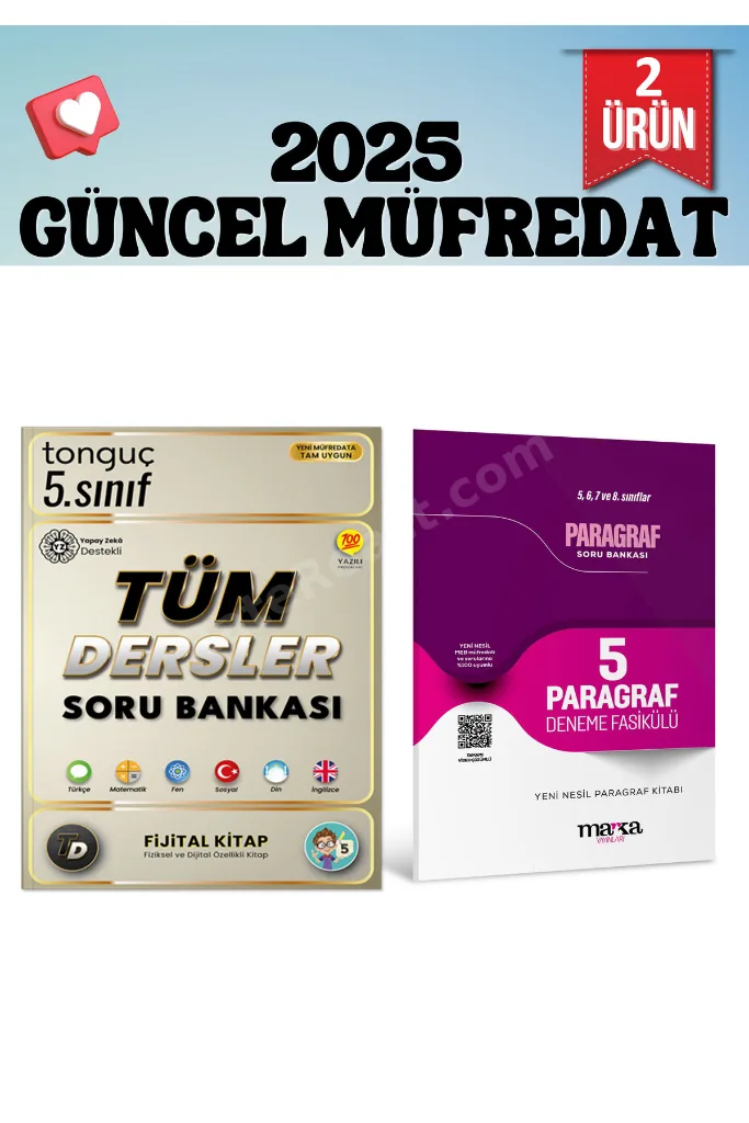 2025 Güncel Müfredat 5. Sınıf Tüm Dersler Soru Bankası Fijital Kitap +5 Paragraf Marka Deneme
