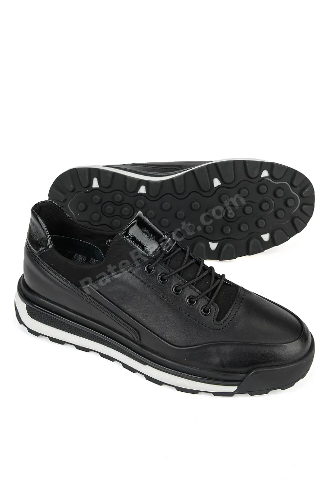 , Erkek Hakiki Deri Sneaker 1611053Z17602 Siyah