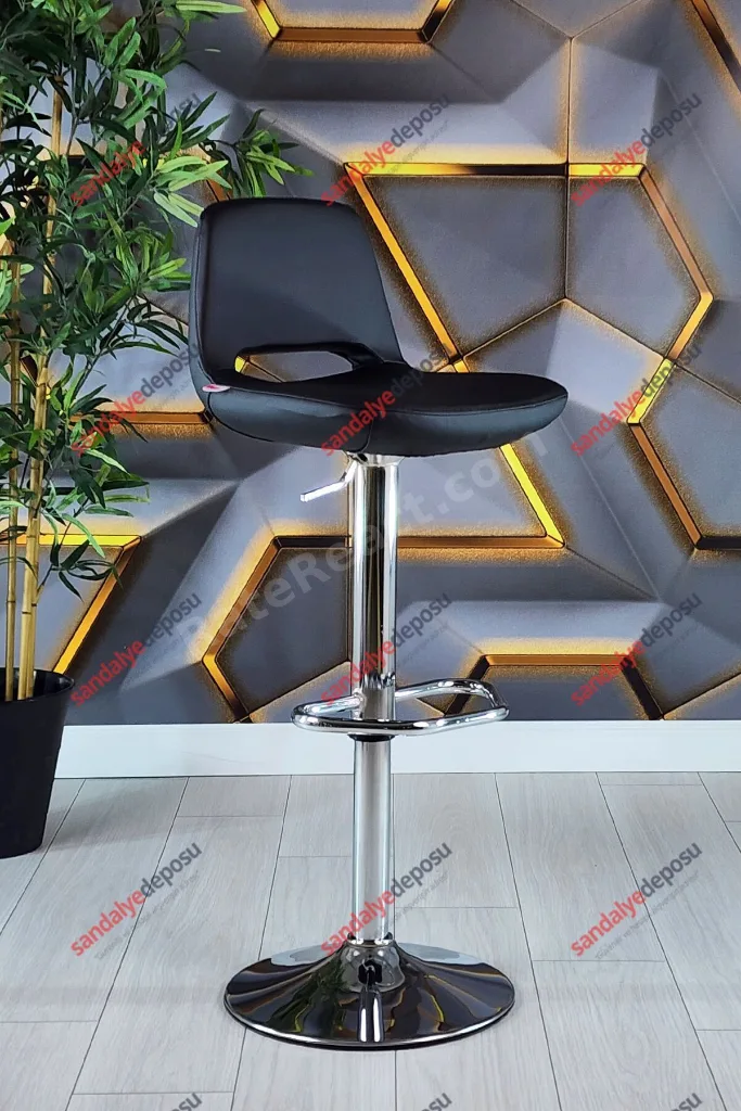 Rasko Ofis Tipi Çalışma Ve Bar Sandalyesi (siyah Deri )