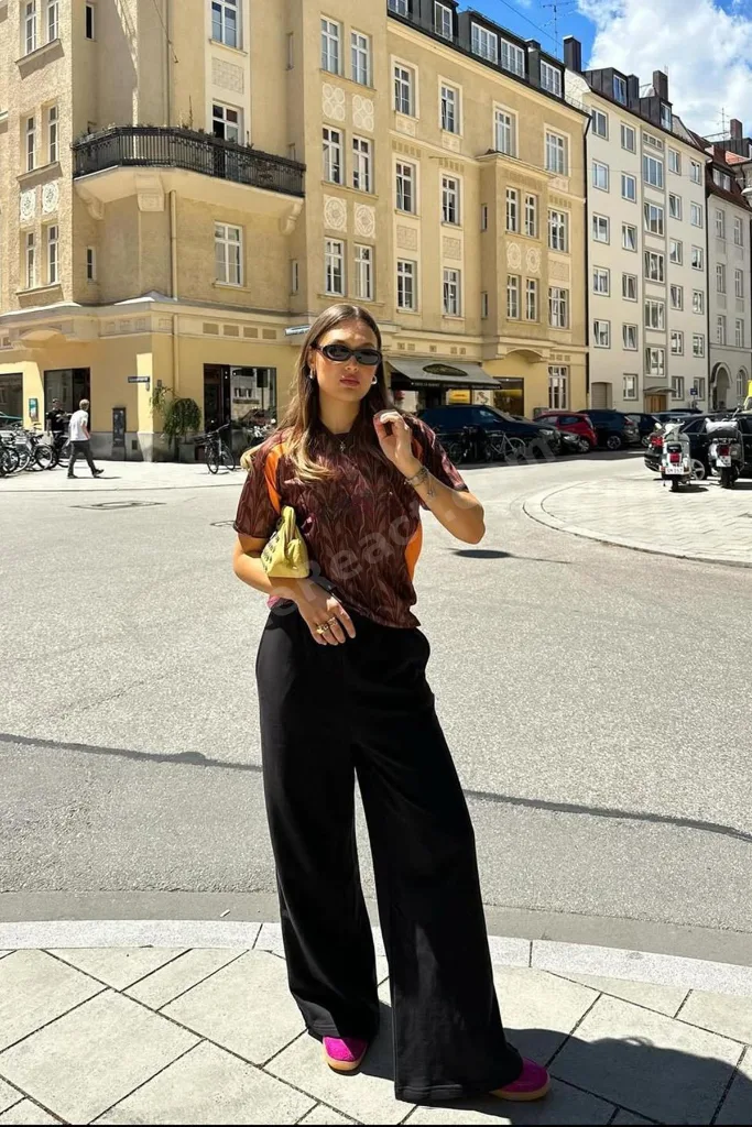 Siyah Bol Paça Kadın Eşofman Altı MG2279