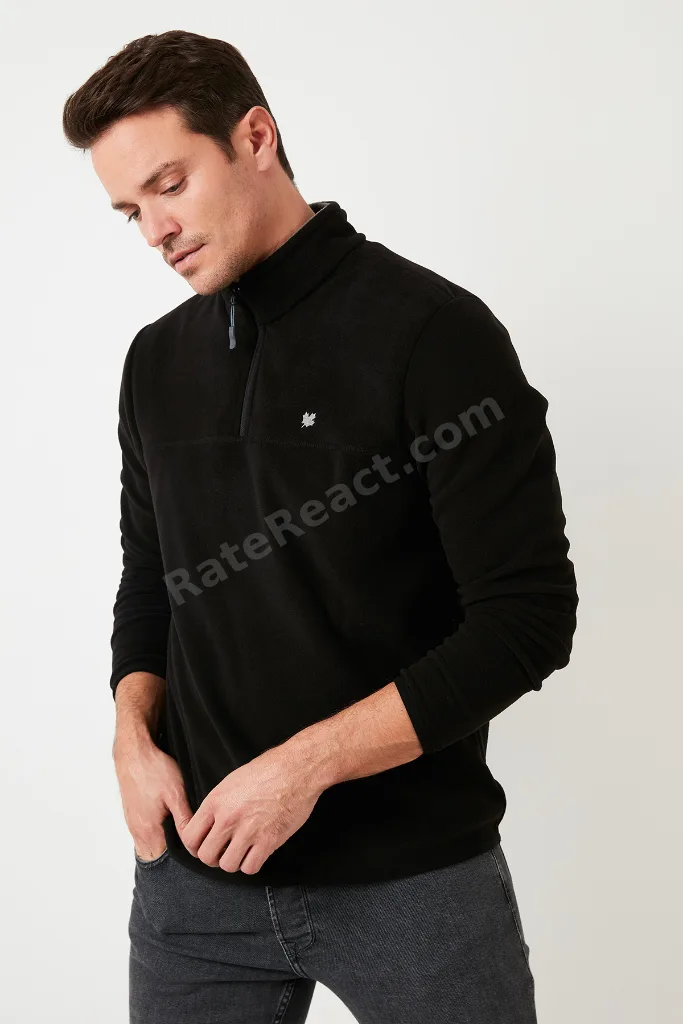 Slim Fit Anti-Pilling Tüylenme Yapmayan Bato Yaka Soğuk Geçirmez Şardonlu Polar Erkek POLAR