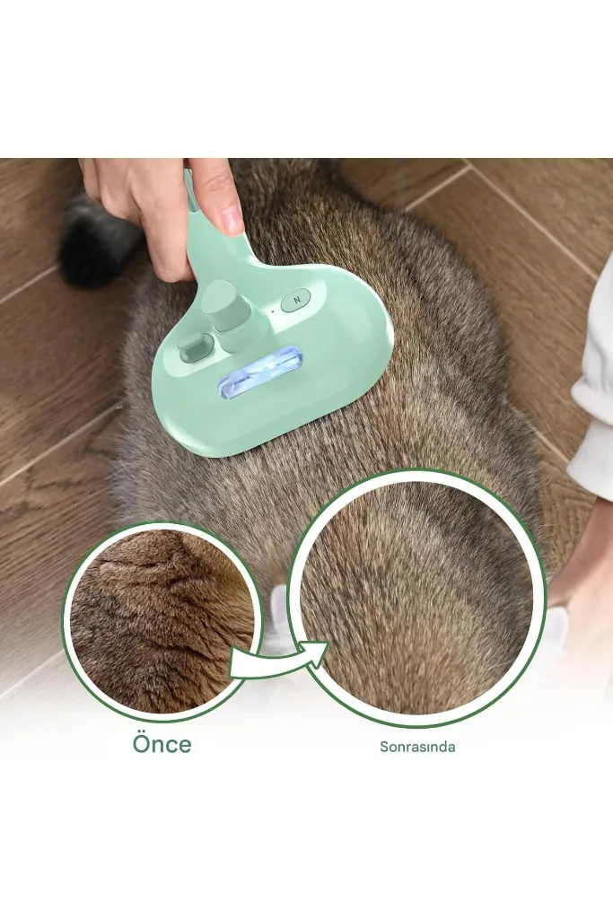 Kedi,Köpekler İçin Şarjlı Buharlı Tüy Toplama Temizleme Makinesi Masaj Etkili,Sessiz sulu Yeşil Renk
