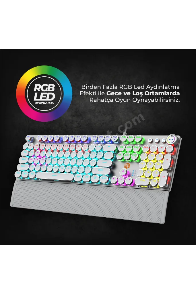 KG1102 USB Kablolu Red Switch Makro Tuşlu RGB Aydınlatmalı Mekanik Gaming Türkçe Q Metalik Klavye