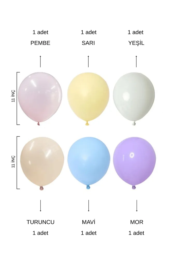 6 Adet Makaron Renk Pastel Balon Seti Doğum Günü Parti Süsleme