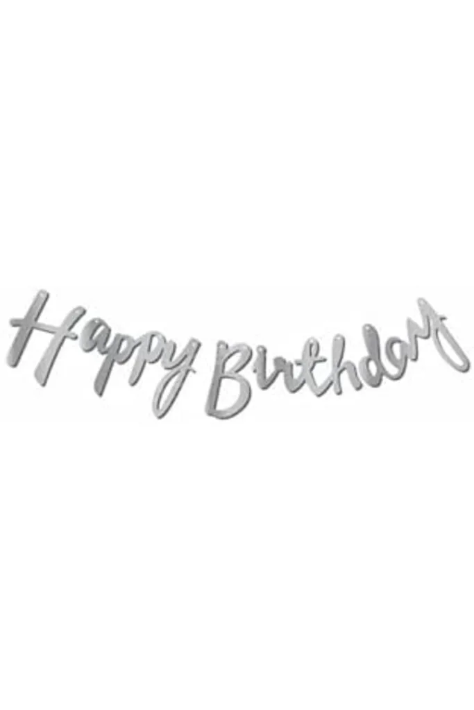 Kaligrafi Banner Gümüş Happy Birthday, 8979867897875675 revif 827927