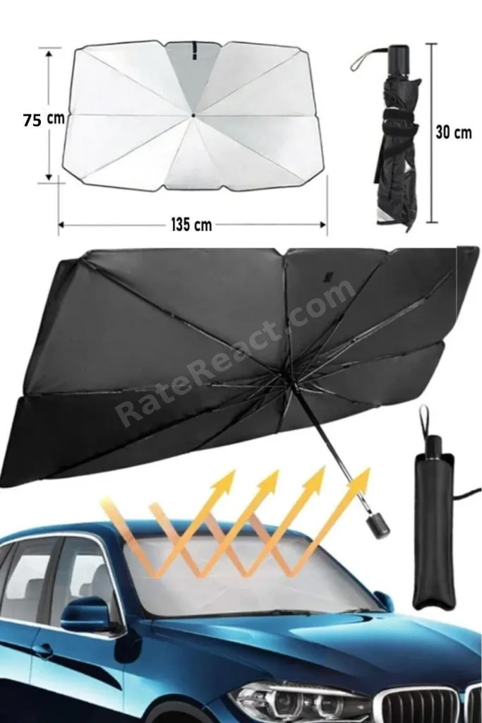 Araba Ön Cam Güneşlik Katlanabilir Güneşlik Şemsiye Ön Cam Gölgelik Büyük Boy 79 Cm X 140 Cm