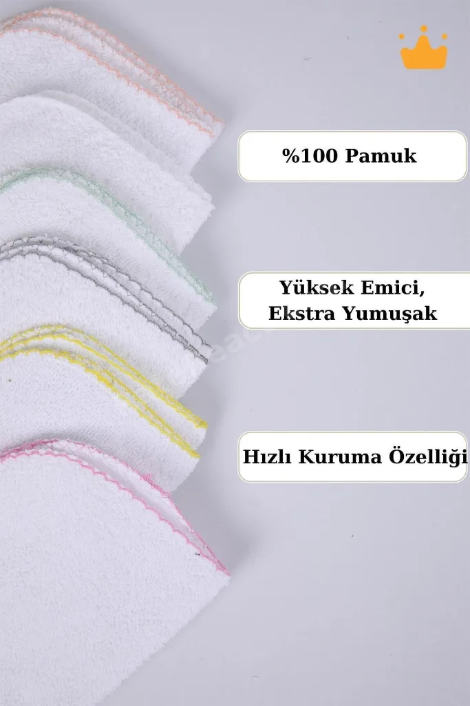 Bebek Ağız Mendili ve Ter Havlusu 6'lı Paket Düz Pembe 1071