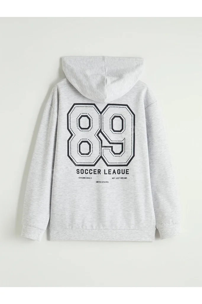 Çelebi Store'dan Kaliteli Parçalar Baskılı Kapüşonlu Erkek Çocuk Fermuarlı Sweatshirt