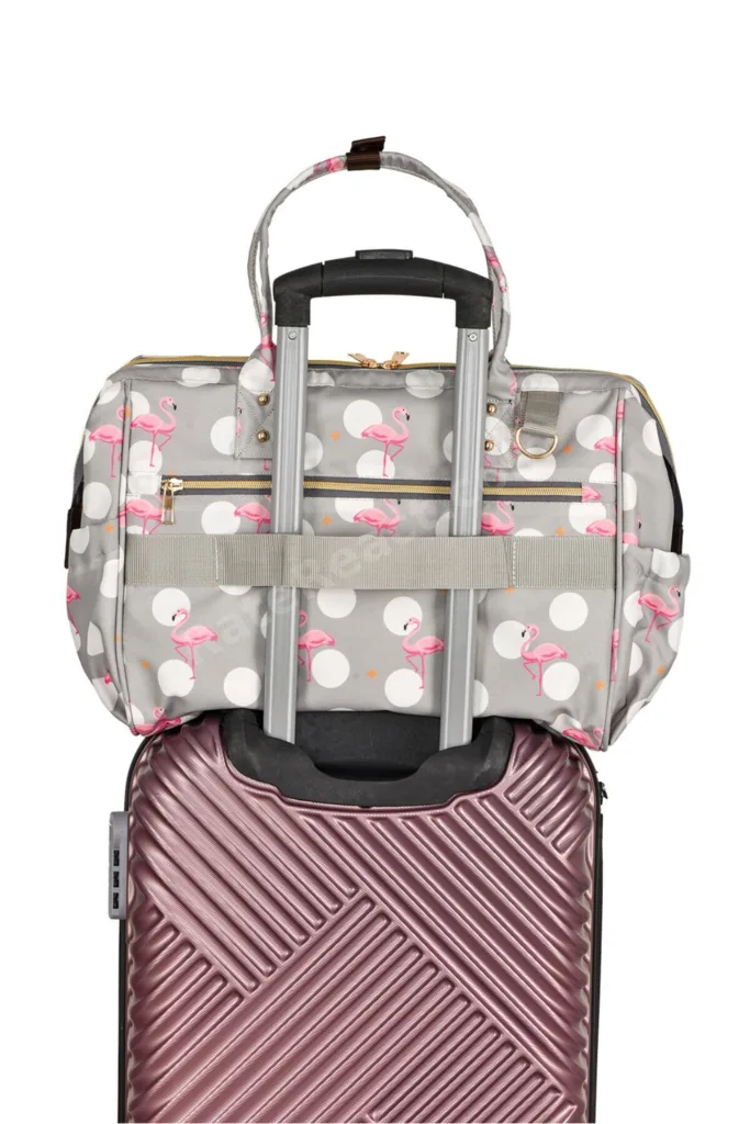 Baggage Bag Flamingo Gri Omuz Askılı Anne Bebek Bakım Çantası