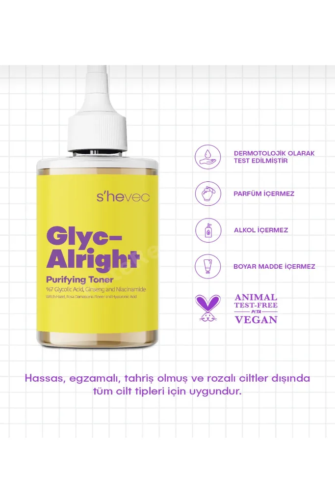 GLYC- ALRIGHT - Tüm Ciltler İçin Gözenek Sıkılaştırıcı Leke Karşıtı Tonik (200 ml)