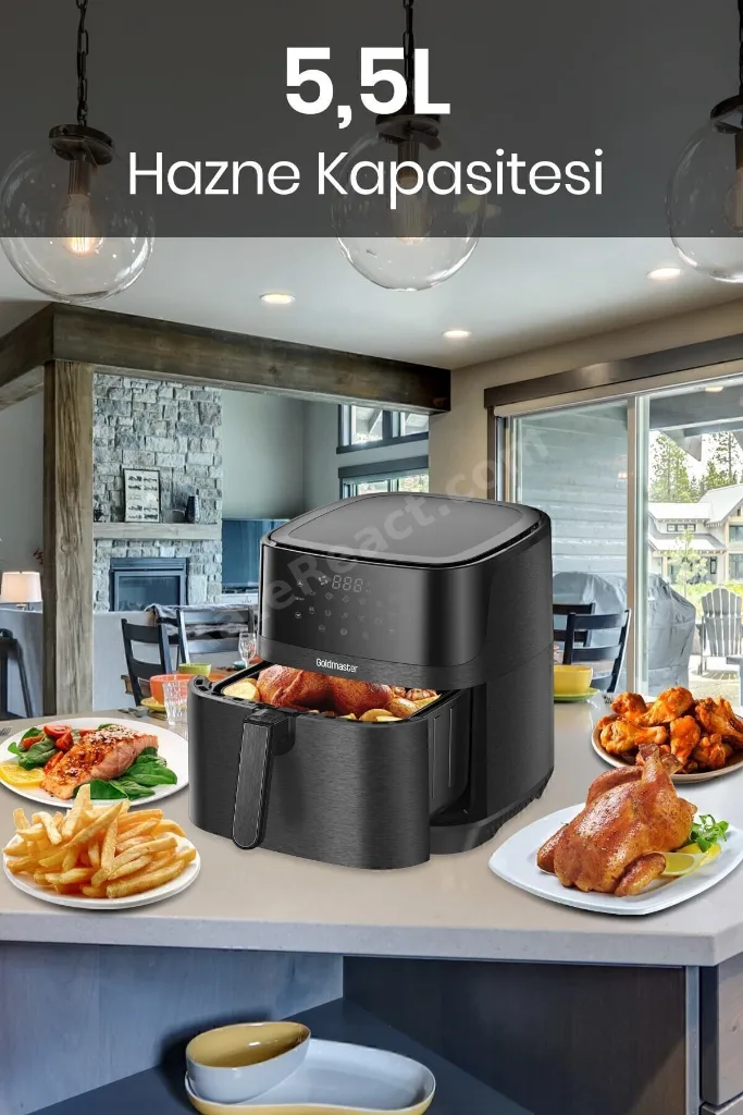 Palmi Sıcak Tutma Özellikli 7 Litre Geniş XXL Dokunmatik 10 Ön Ayarlı Airfryer Sıcak Hava Fritözü
