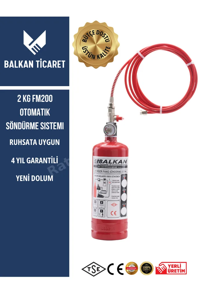 2 Kg HFC Otomatik Yangın Söndürme Tüpü - kapalı alanlarda güvenli kullanım