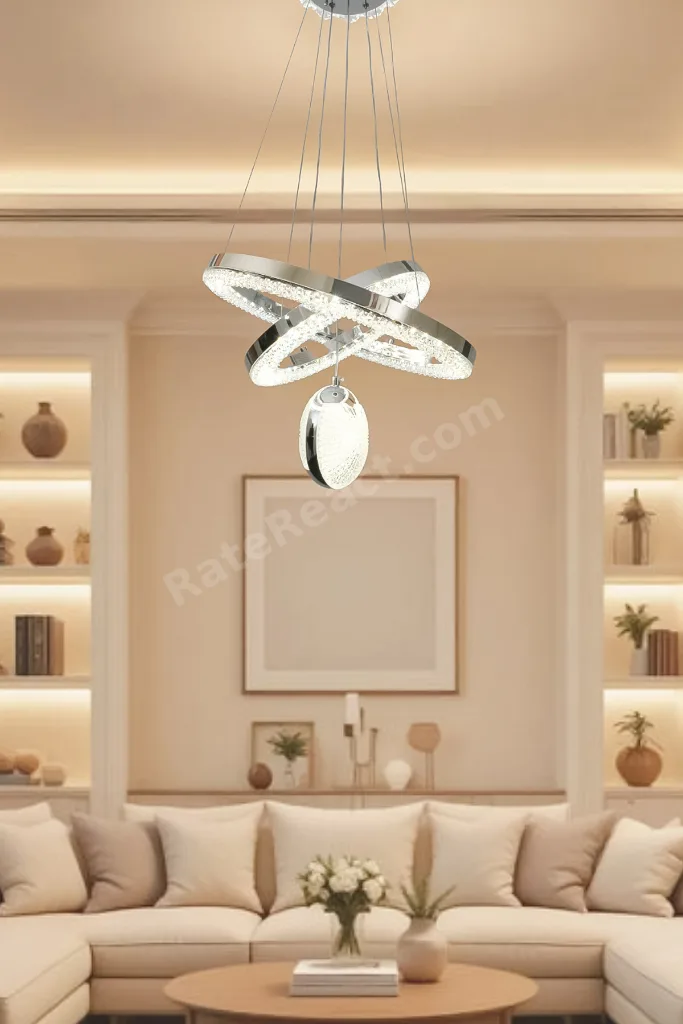 Kardelen Modern Tasarım Sarkıt Led Avize 3 Renk Işık Kristal Görünüm Oturma Odası Yemek Odası Salon Yatak Odası