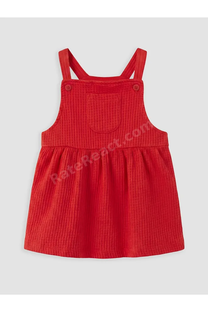 Kırmızı Kız Bebek Salopet Elbise ve Tişört