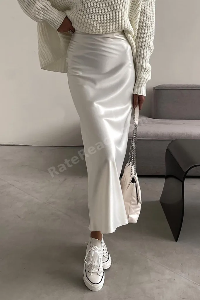 Mad Girls Beyaz Saten Etek Mg1409