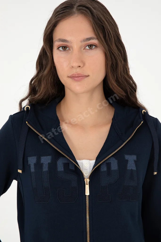 Kadın Lacivert Basic Kapüşonlu Sweatshirt 50289540-VR033
