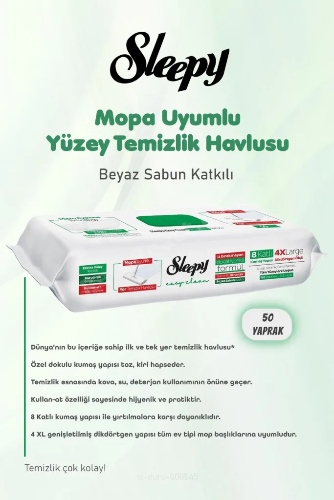 Yaprak Beyaz Sabunlu 150 Yer Temizlik Havlusu ve 50 gr Pamuk