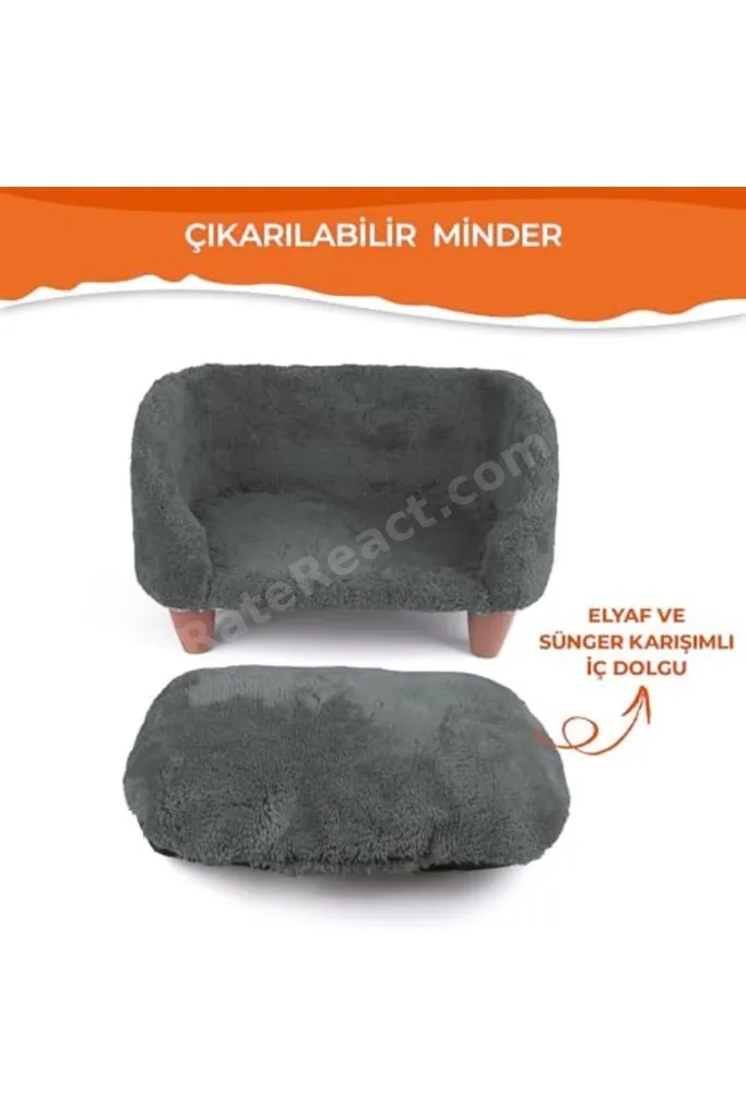 TTKTEKNOLOJİ GOBYPET Peluş Kedi Koltuğu | Yumuşak Kedi Yatağı | Köpek Koltuğu (Antresit, Standart) T