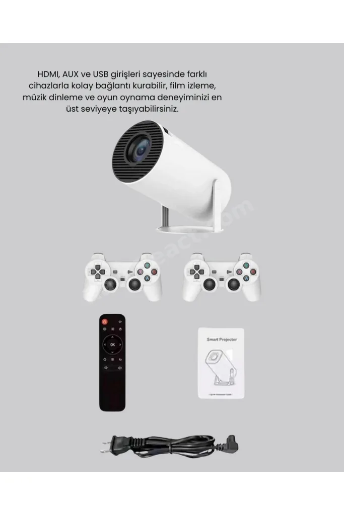 BİREYCEL Taşınabilir Projeksiyon 4K Destekli Wi-Fi Kablosuz (214401) Ekran Yansıtma