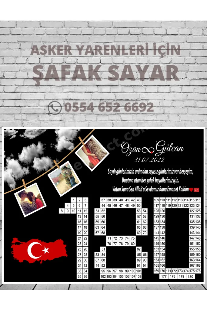 Asker Şafak Sayar Takvimi (KALIN BÜYÜK BOY ÇERÇEVESİZ)