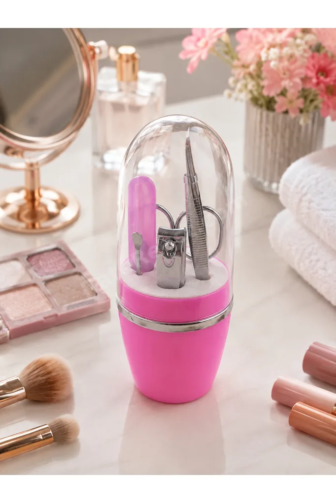 Pembe Tırnak Bakım Seti Cımbız Makas Tırnak Makası ve Törpü İçeren Kit