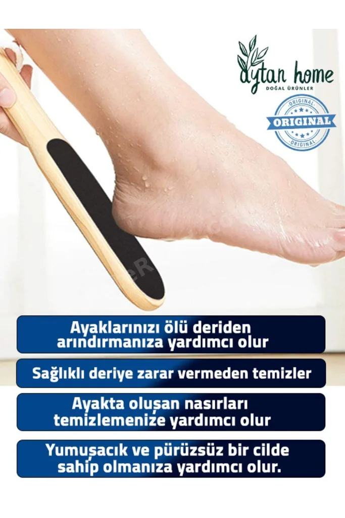 Ayak Bakım Törpüsü Ahşap, çift taraflı, ipli  (Topuk törpüsü, Nasır temizleyici)