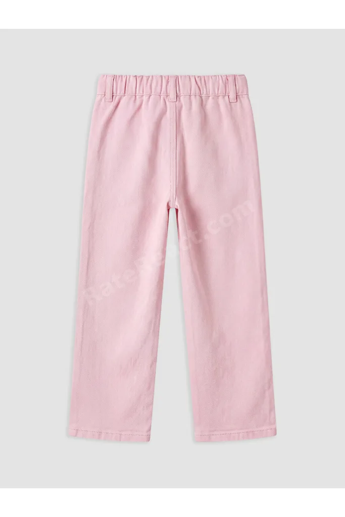 Pembe Wideleg Kız Çocuk Nakışlı Pantolon
