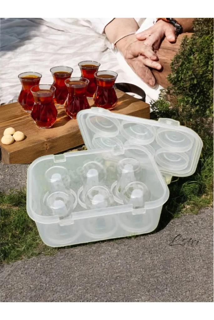 Piknik Karavan 6 lı Çay Bardağı Taşıma Kutusu