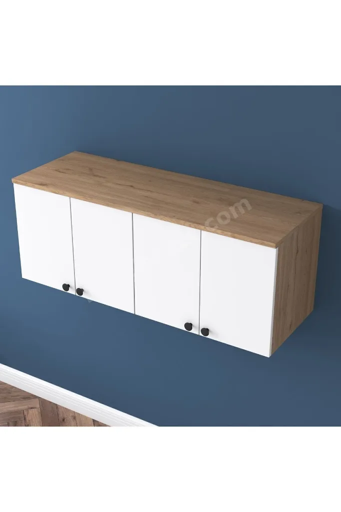 Rani Ba120 Gardırop Üst Modülü Çok Amaçlı Dolap Sepet Ceviz - Beyaz