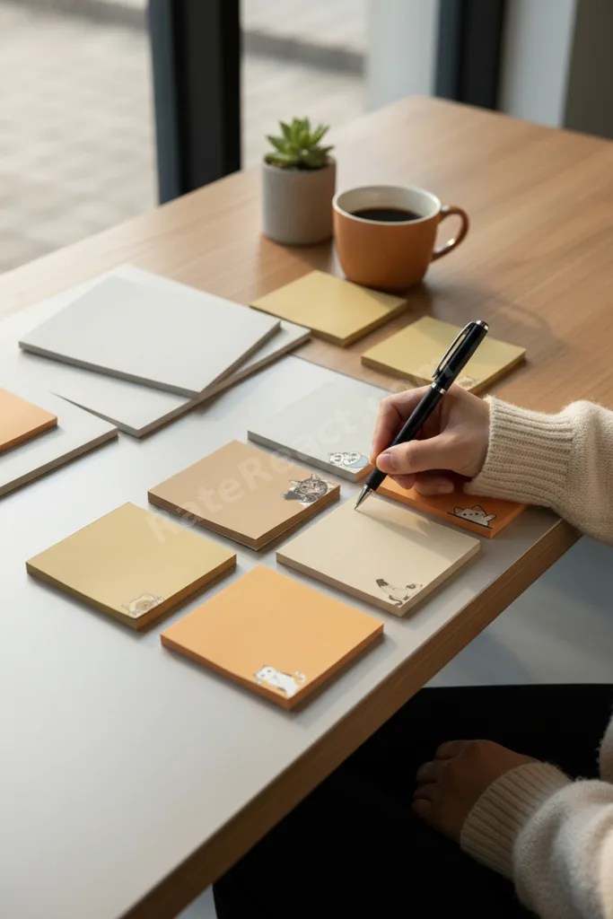 6'lı Kedi Desenli Memopad Seti, (10x10) 110 gr Kalın Kağıt Notepad, Bloknot, Not Defteri,